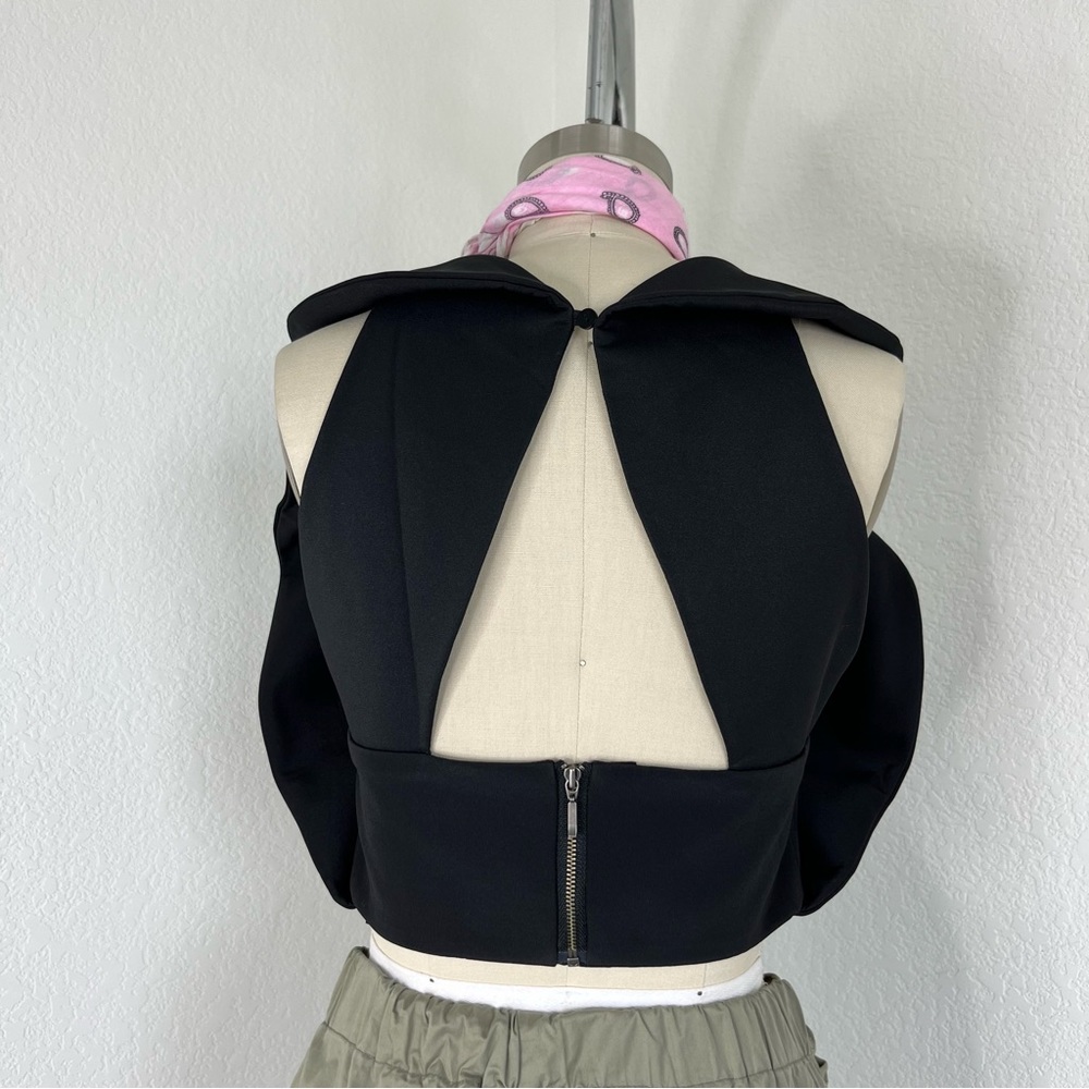 Finders Keepers Ruffle Open Back Black Top